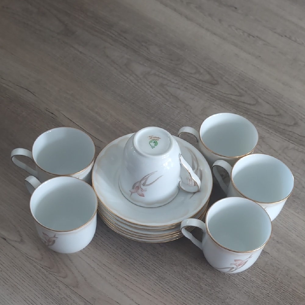 12 Pce Noritake Ireland Sonata Teacup And Saucer Set